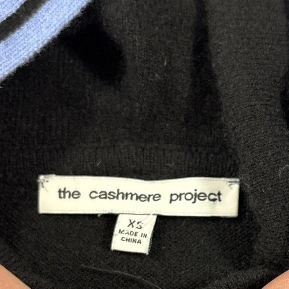 100% Cashmere Black Zip Hoodie Sweater XS Stars Nautical Coastal Preppy Capsule - Picture 5 of 9